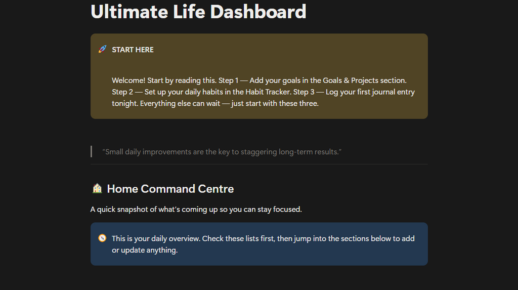 Ultimate Life Dashboard - Notion Template
